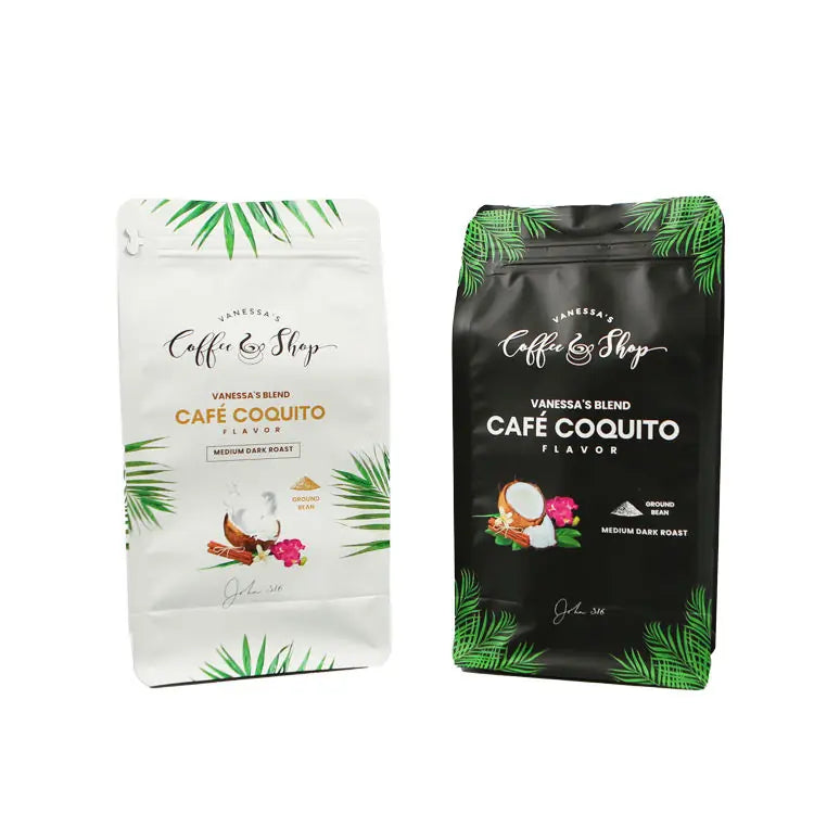 Bilingual Flat Bottom Valve & Zipper Coffee Bag_2