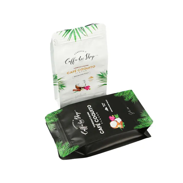 Bilingual Flat Bottom Valve & Zipper Coffee Bag_5